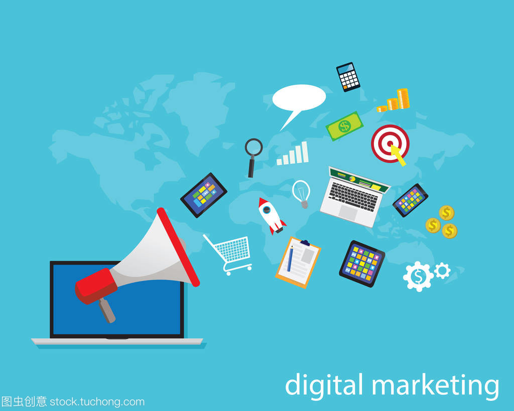 互聯(lián)網(wǎng)在線數(shù)字營銷矢量的經(jīng)營理念
